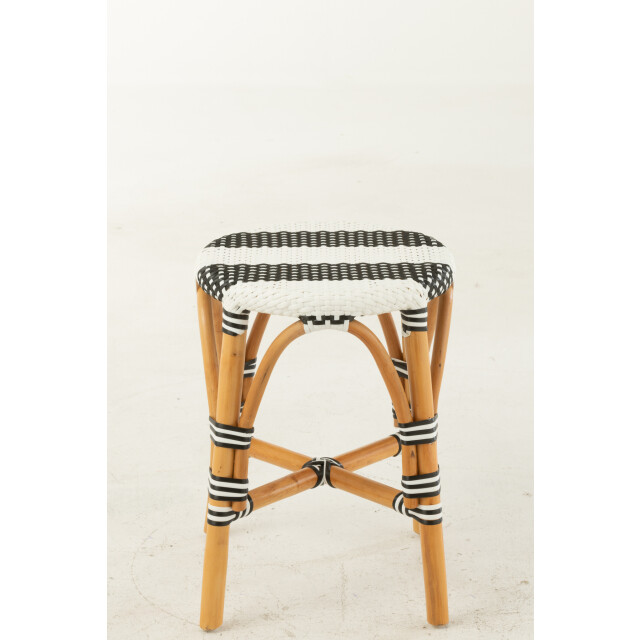 J-Line Stool rattan black/white small 51103 large
