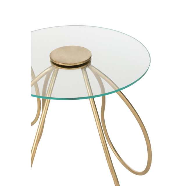 J-Line Set of 2 side tables round metal/glass gold 45847 large