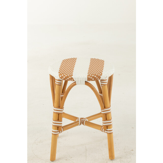 J-Line Stool live rattan/plastic natural/white 51099 large