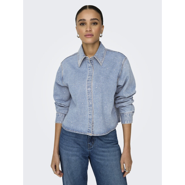 Only Onlmaggiemay ls rhinest dnm shirt blue denim 4300.35.0005 large