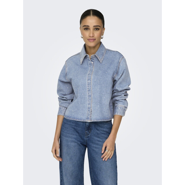 Only Onlmaggiemay ls rhinest dnm shirt blue denim 4300.35.0005 large