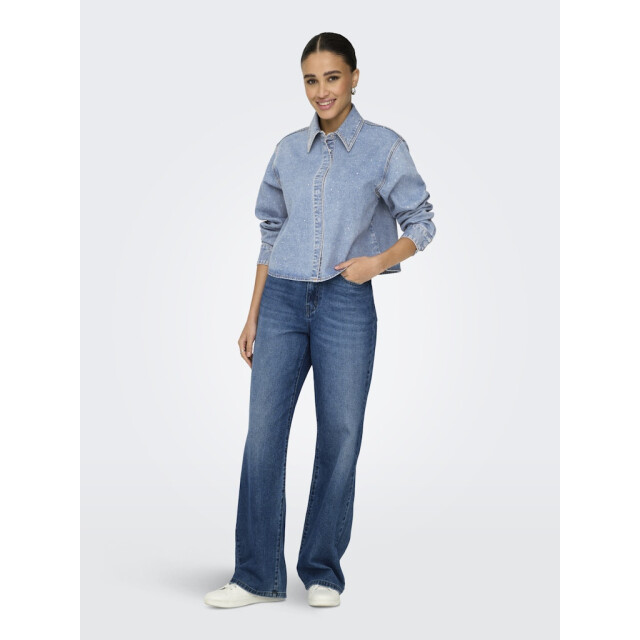 Only Onlmaggiemay ls rhinest dnm shirt blue denim 4300.35.0005 large