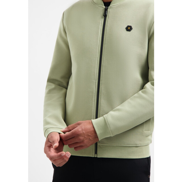 No Excess Sweater full zipper pique bomber olijf 5239.22.0015 large