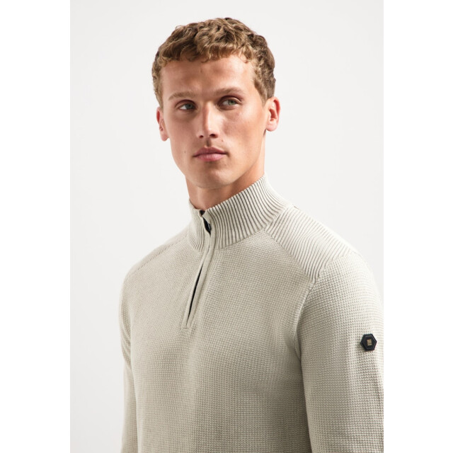 No Excess Pullover half zip plated structure knit zand 5219.04.0033 large