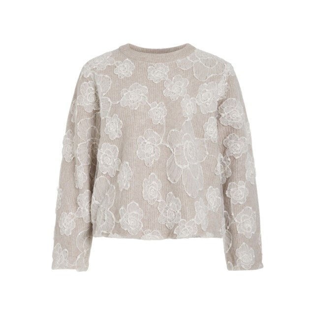 Vila Vihayden o-neck ls embroidery knit top zand dessin 4219.06.0003 large