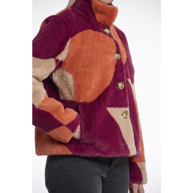 Rino & Pelle single breasted fake fur jacket vie.7002511 colourblock 06111.549.0003 large