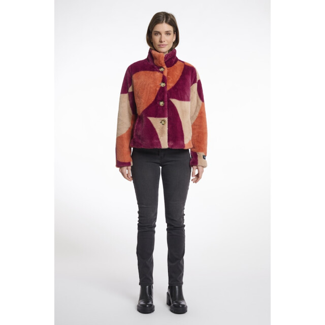 Rino & Pelle single breasted fake fur jacket vie.7002511 colourblock 06111.549.0003 large