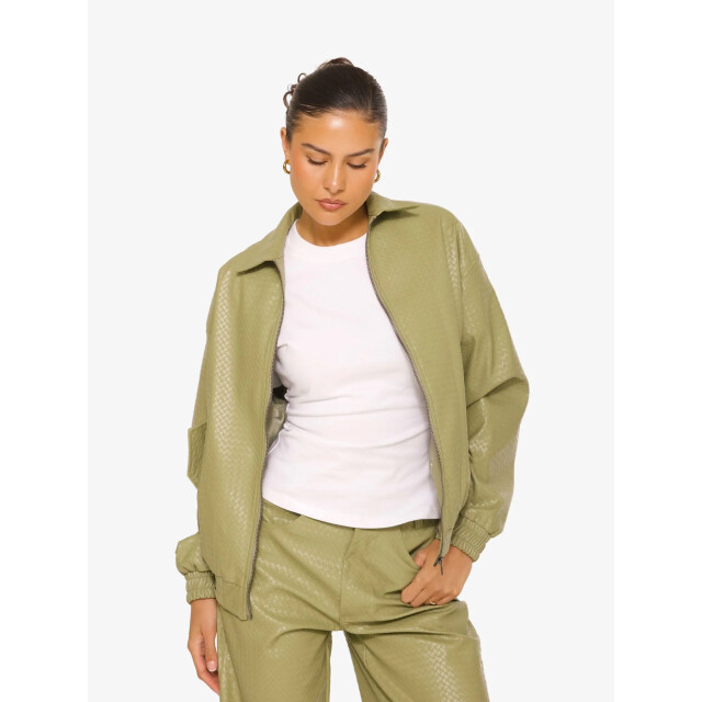 LA Sisters Dames bomberjas woven LEATHER-WOVEN-BOMBERJACKET-KHAKI large