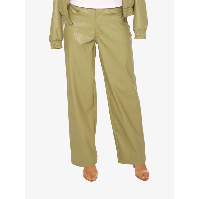LA Sisters Dames broek leather pu LEATHER-WOVEN-PANTS-KHAKI large