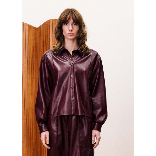 FRNCH Simone lakleren blouse bordeaux 9610159915336 large