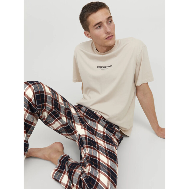 Jack & Jones Heren pyjamabroek flanel lange pijpen jacrimon pants geruit 12182711-Cloud Dancer large
