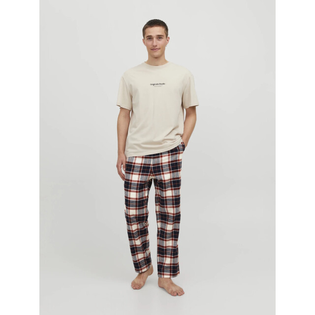 Jack & Jones Heren pyjamabroek flanel lange pijpen jacrimon pants geruit 12182711-Cloud Dancer large