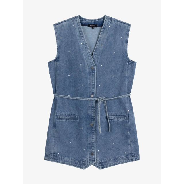 Refined Department Dames jurk giulia gilet denim blue R2508672696-204 large