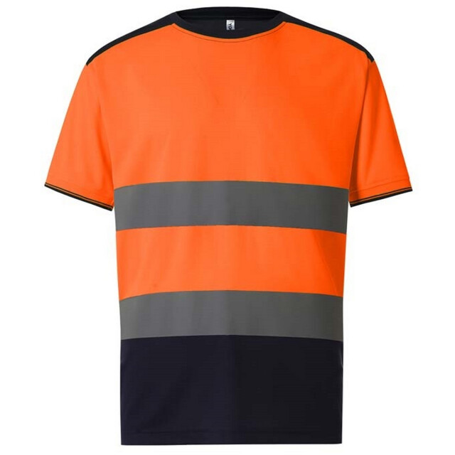 Yoko Unisex tweekleurig hi-vis t-shirt voor volwassenen UTLT4694_hivisorangenavy large
