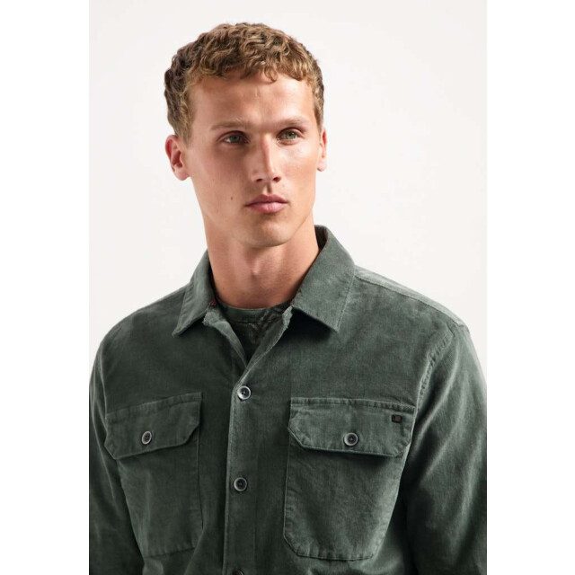No Excess Overshirt buttons twill dark green 29530842-052 large