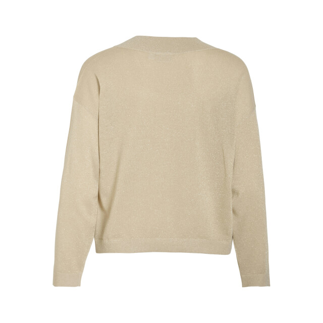 Vila viginny v-neck l/s glitter knit top 14110464 frosted almond 06712.840.0137 large