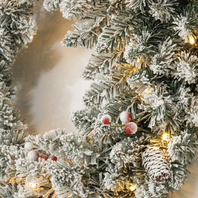 Homcom Kerstkrans met led-verlichting, rode bessen 60 cm doorsnede 3289421 large
