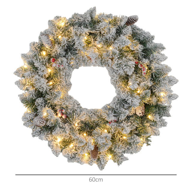 Homcom Kerstkrans met led-verlichting, rode bessen 60 cm doorsnede 3289421 large