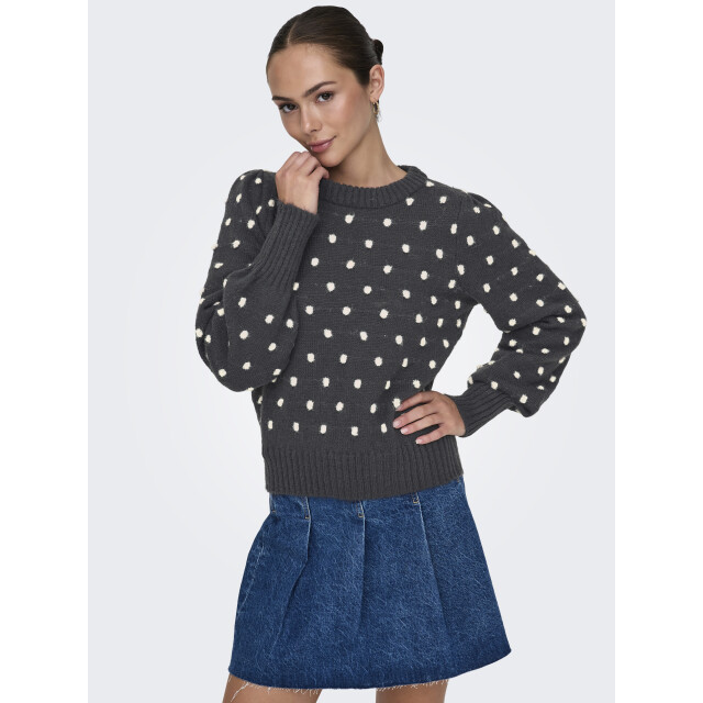 Jacqueline de Yong sigrid life l/s on puff pull knt 15304813 dark grey melange 06712.970.0014 large