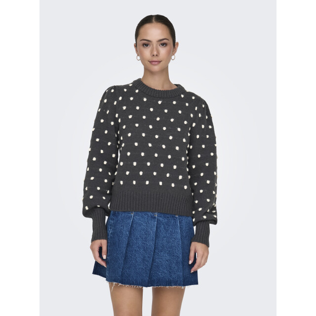 Jacqueline de Yong sigrid life l/s on puff pull knt 15304813 dark grey melange 06712.970.0014 large