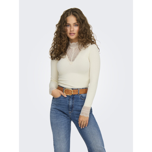 Only onltilde l/s high neck lace top jrs 15207788 birch 06012.198.0032 large