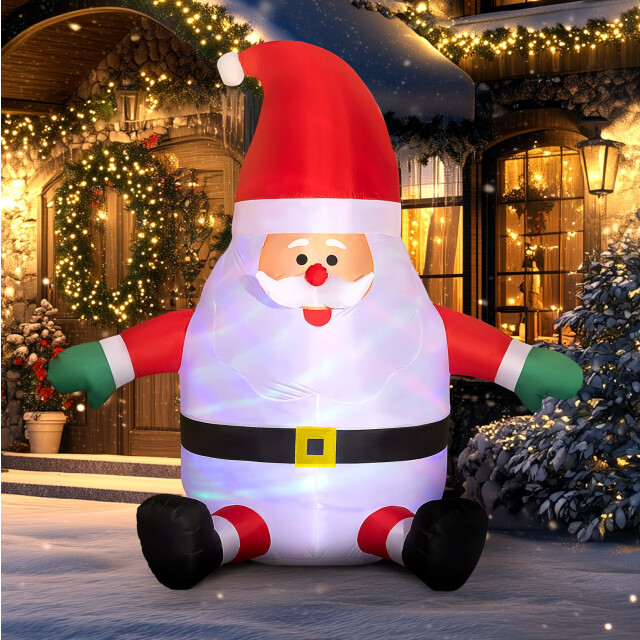 4goodz Oopblaasbare kerstman 180 cm met draaiende discobal verlichting 3288008 large