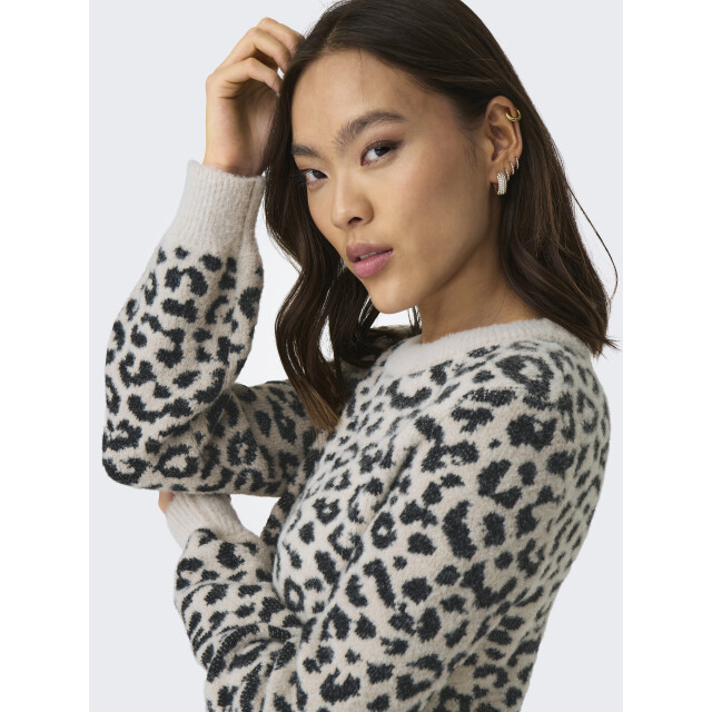 Jacqueline de Yong lorraine animal l/s pullover knt 15292890 cement black/leopard 06712.849.0113 large