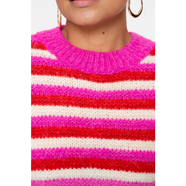 Geisha 54565-23 420 pullover loose knit stripes pink/red/off-white 54565-23 420 large