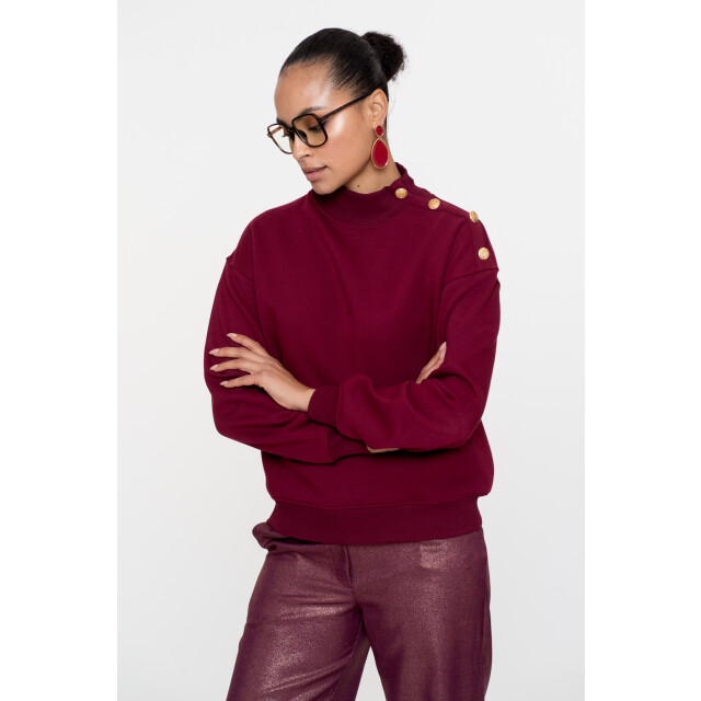 Geisha 52600-41 480 sweater with buttons at shoulder burgundy 52600-41 480 large
