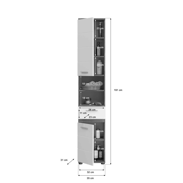 Furnilux Blake badkamercombinatie hoogglans mdf tz rookzilver nb 3254540 large