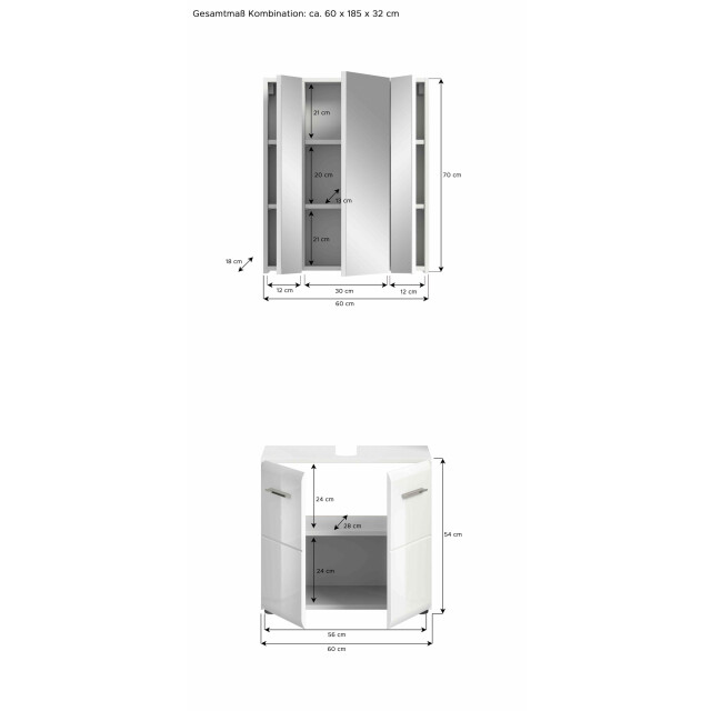 Furnilux Ijs badkamercombinatie hoogglans mdf tz nb 3255289 large