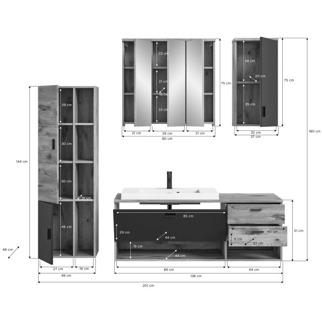 Furnilux Grado badkamercombinatie nox nb grijs mat mdf tz 3253903 large