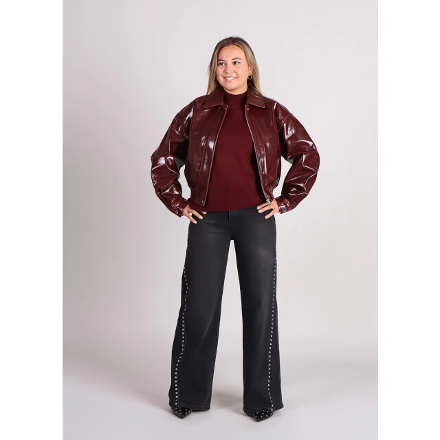 FRNCH Beauvoir lakleren bomberjas bordeaux 9610355245384 large