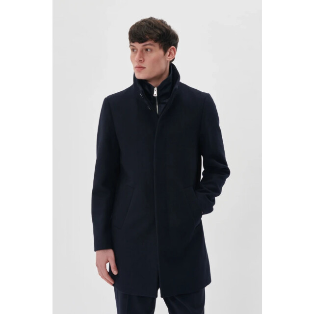 Matinique Harvey  classic wool 181112 color dark navy - wollen lange jas 194011 Dark Navy/Harvey N Classic Wool large