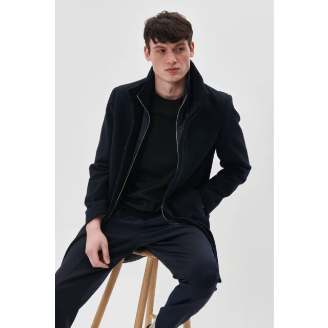 Matinique Harvey  classic wool 181112 color dark navy - wollen lange jas 194011 Dark Navy/Harvey N Classic Wool large