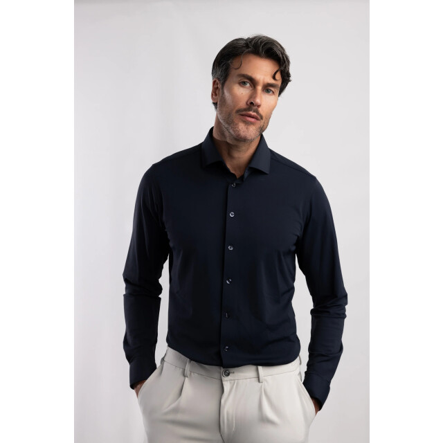 Blue Industry Het uni stretch overhemd | 6004.52-NAVY large