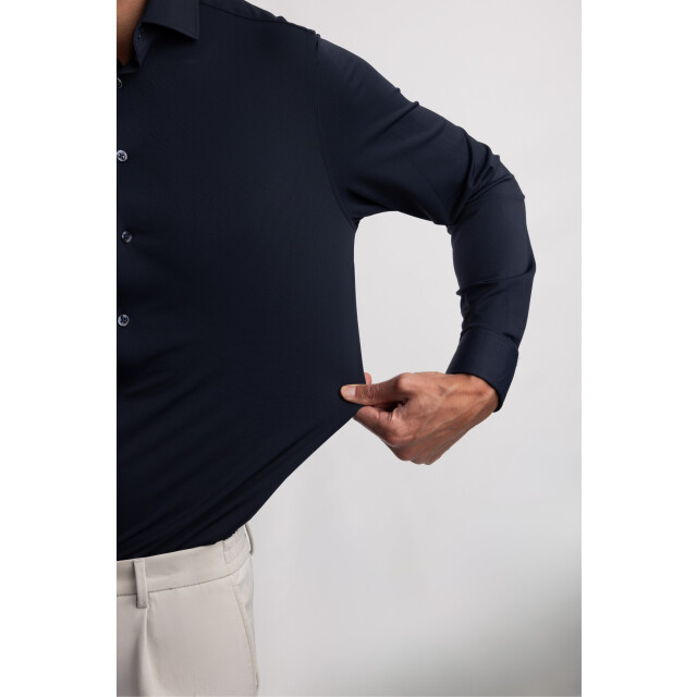 Blue Industry Het uni stretch overhemd | 6004.52-NAVY large