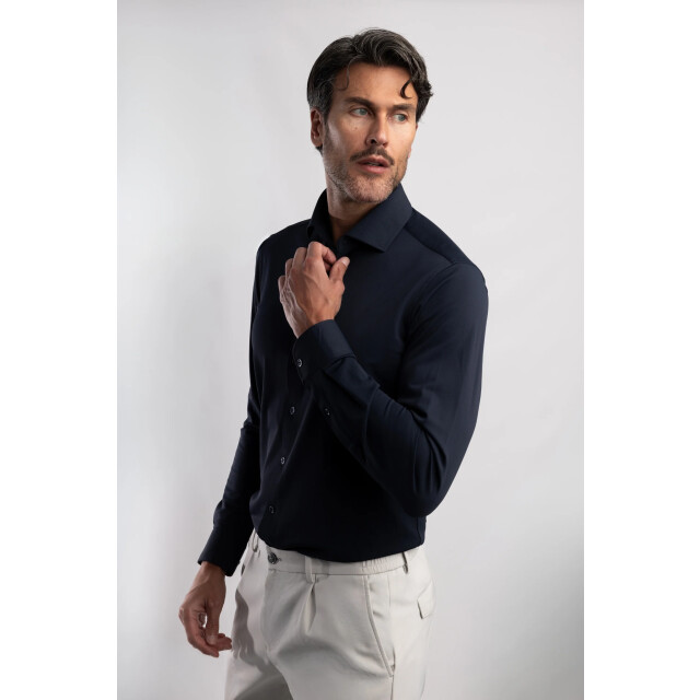 Blue Industry Het uni stretch overhemd | 6004.52-NAVY large