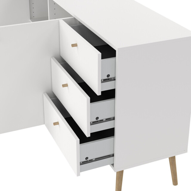 CaliCosy Dressoir met 2 deuren en 3 lades met houten poten b147,2 cm tarp 3294136 large