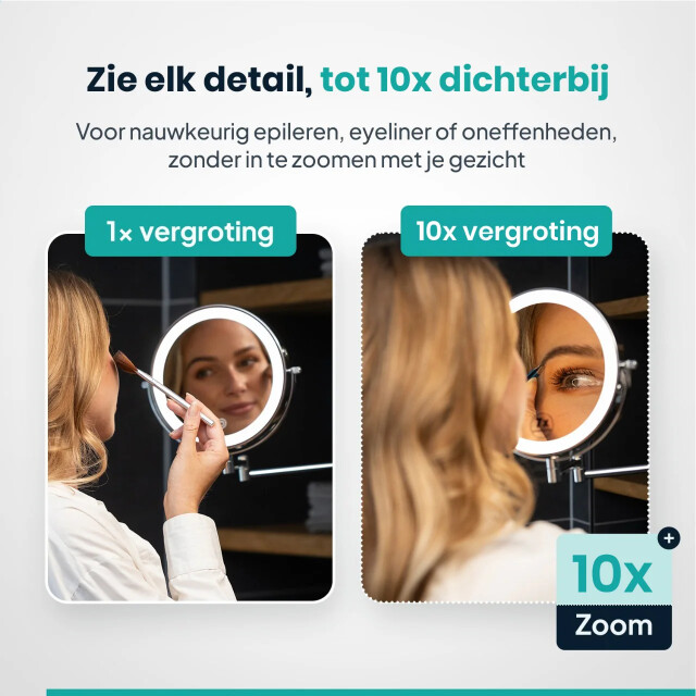 Mirlux Make-up spiegel met led verlichting oplaadbaar 5x vergroting chroom 3277868 large
