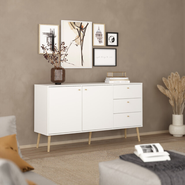 CaliCosy Dressoir met 2 deuren en 3 lades met houten poten b147,2 cm tarp 3294136 large