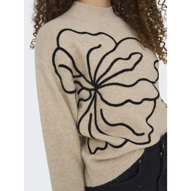 Jacqueline de Yong Jdyjella ls flower pullover knt noos zand dessin 4219.06.0005 large