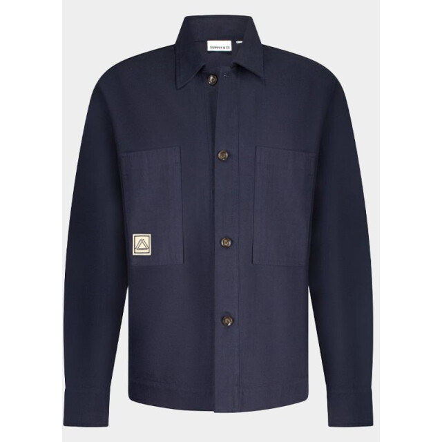 Bos Bright Blue Supply & co. overshirt vale jacket with embroidery 25314va30/290 navy 196256 large