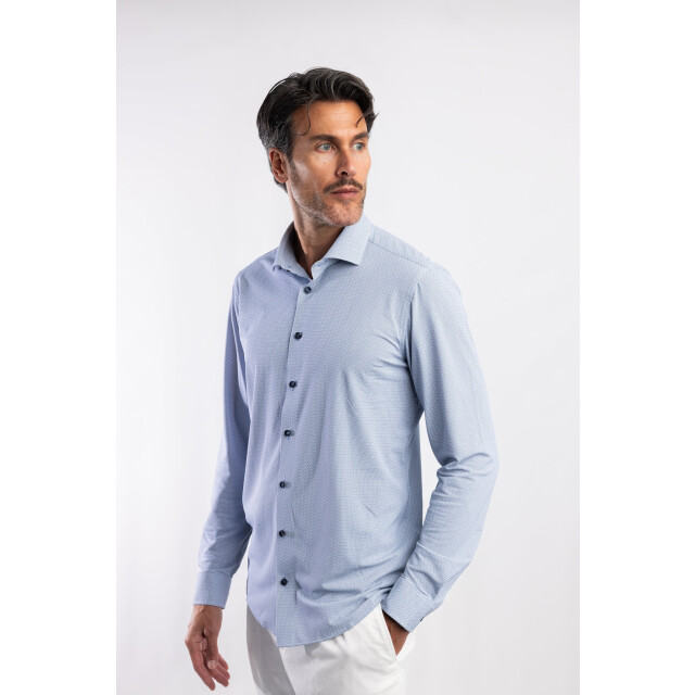 Blue Industry Het contrast microprint overhemd | 6020.52-NAVY large