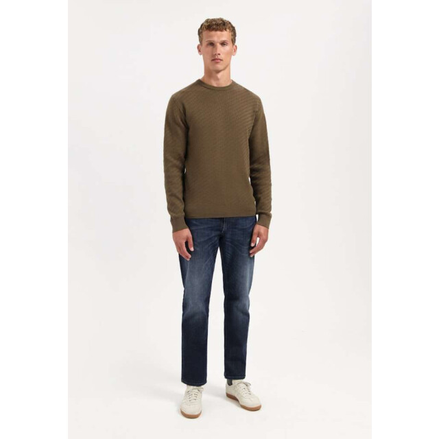 No Excess Pullover crewneck jacquard solid taupe 29230916-044 large