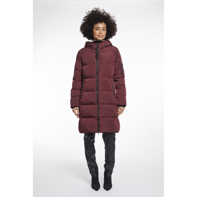 Rino & Pelle long padded hooded coat jade.7002512 chocolate bean 06111.880.0025 large