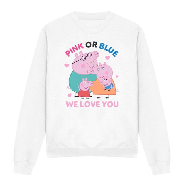 Peppa Pig Uniseks roze of blauwe we love you sweatshirt voor volwassenen UTTV21376_white large