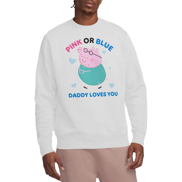 Peppa Pig Unisex adult roze of blauw papa varken houdt van jou sweatshirt UTTV21379_white large