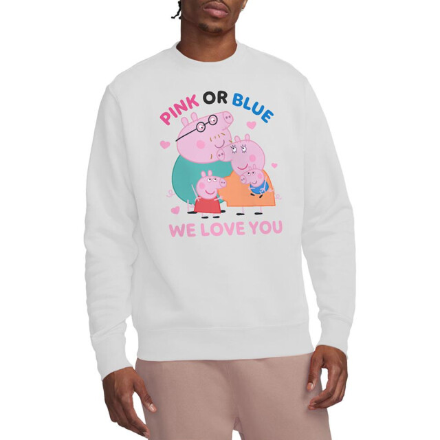 Peppa Pig Uniseks roze of blauwe we love you sweatshirt voor volwassenen UTTV21376_white large