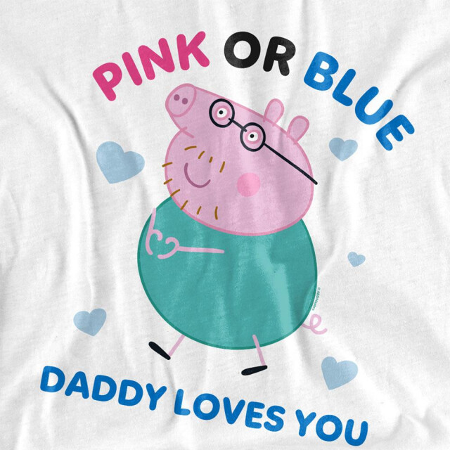 Peppa Pig Unisex volwassen roze of blauw papa houdt van jou t-shirt met lange mouwen UTTV21399_white large